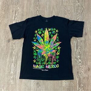 Express  T-Shirt - Black with Colorful Leaf Design Unisex